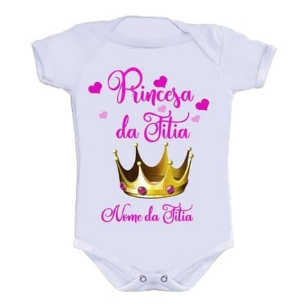Body Bebê Personalizado Divertido Princesa Da Titia