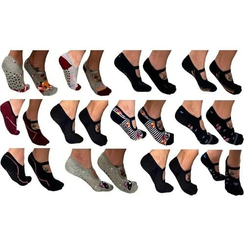 12 Pares Meia Sapatilha Pilates Yoga Antiderrapante