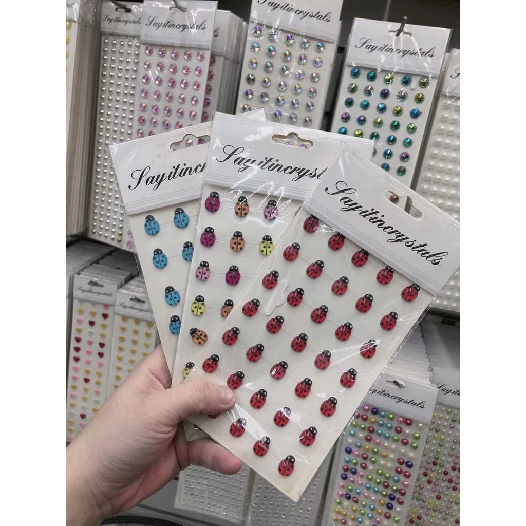 Mini Joaninhas Adesivas 3d/Adesivo de unha/Adesivo de cristal/Cartela Adesivo Strass