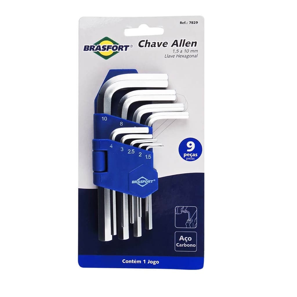Jogo De Chaves Allen 1,5 A 10mm Com 9 Peças Brasfort