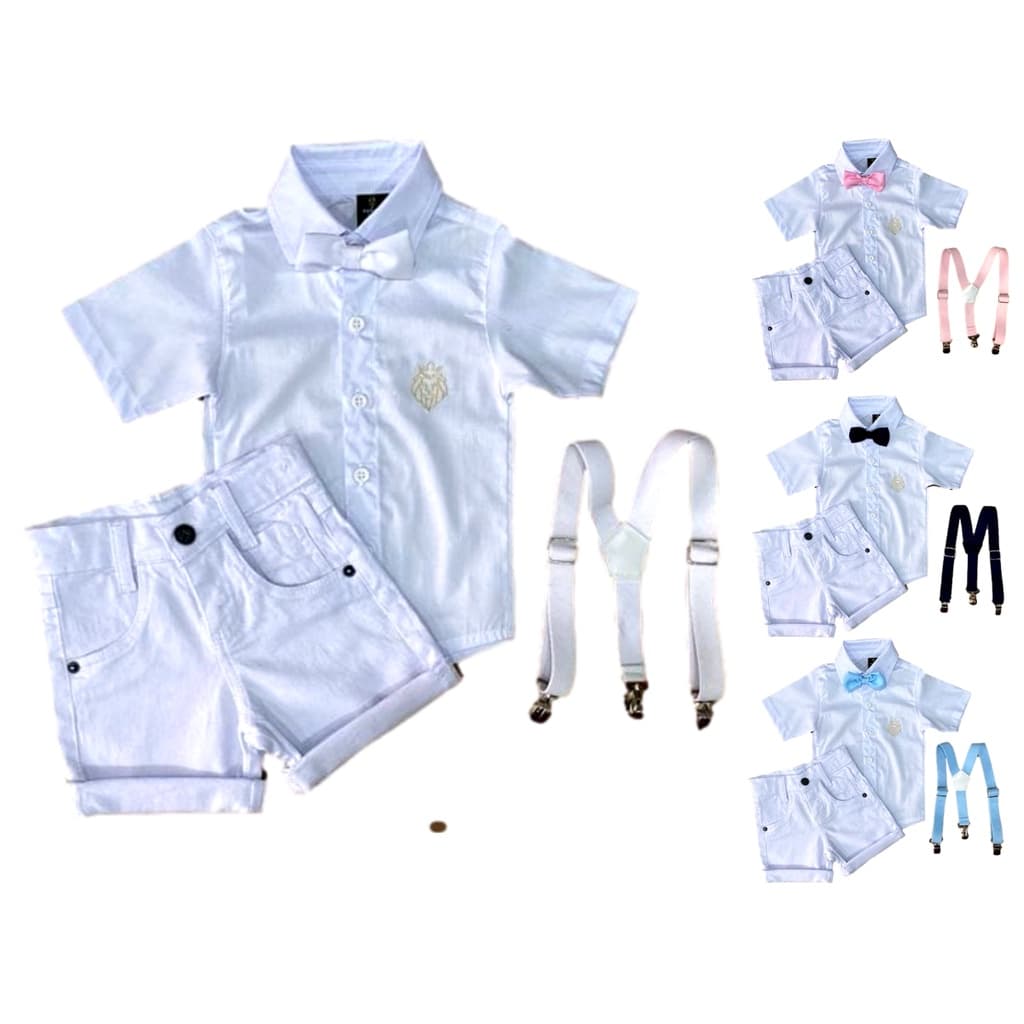 Conjunto Roupa Social Infantil Batizado Menino Casamento Pajem Festa Branco