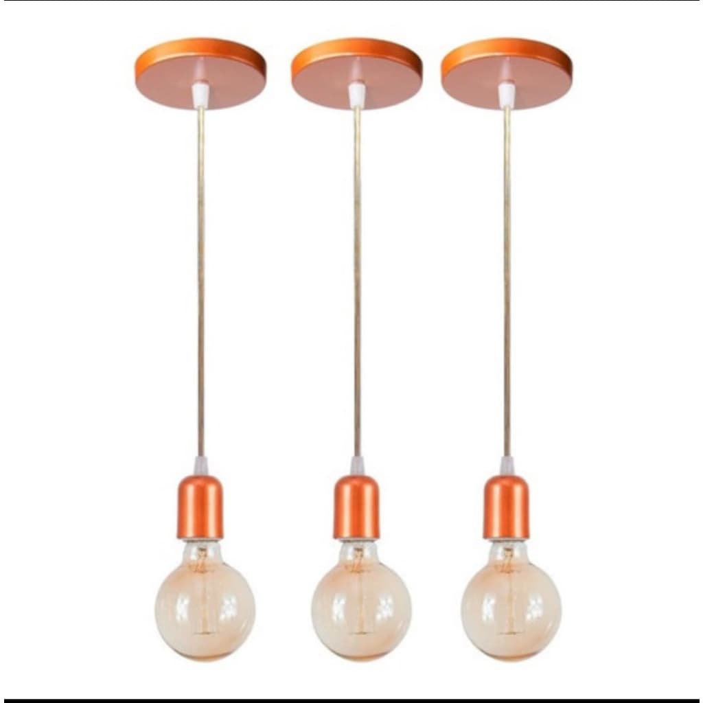 3 Pendente Retro Industrial  Com Regulagem  Altura