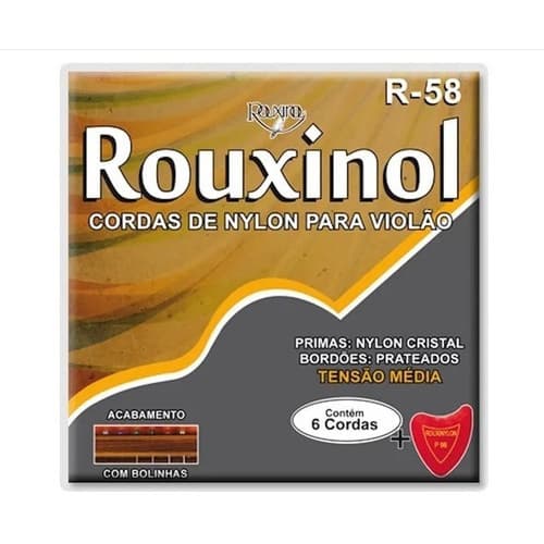 Encordoamento Rouxinol Violão Nylon Média R58 Bolinha