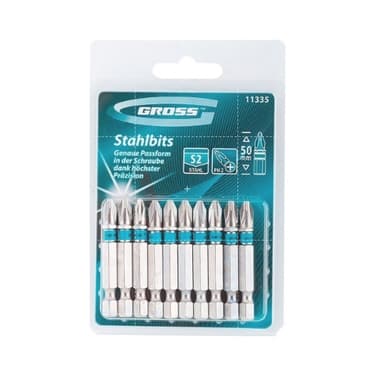Bits Phillips - 50 mm Ponta 1/4" PH2 (kit 10 unidades) - GROSS
