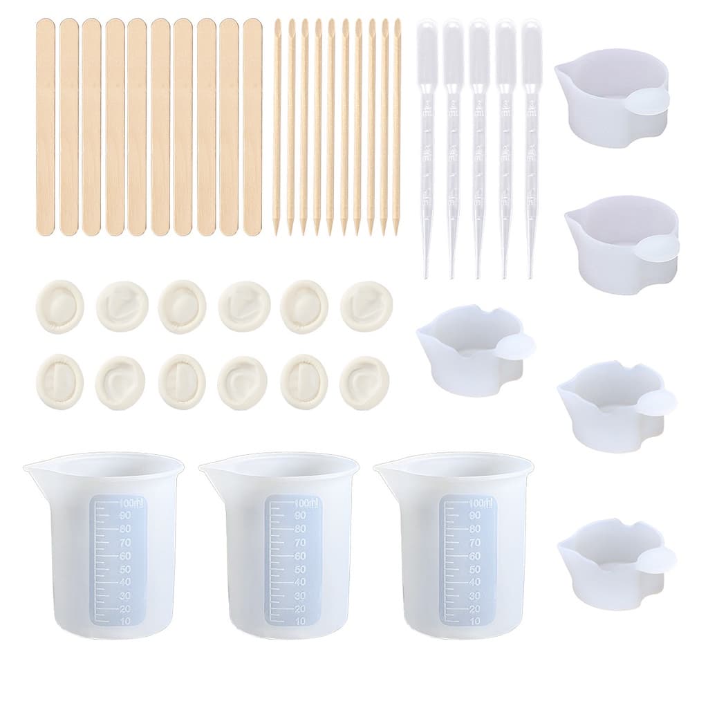 45 Pcs Copo De Medição De Silicone Mistura De Resina Cola Conjunto De Ferramentas UV Epóxi DIY Craft Jóias