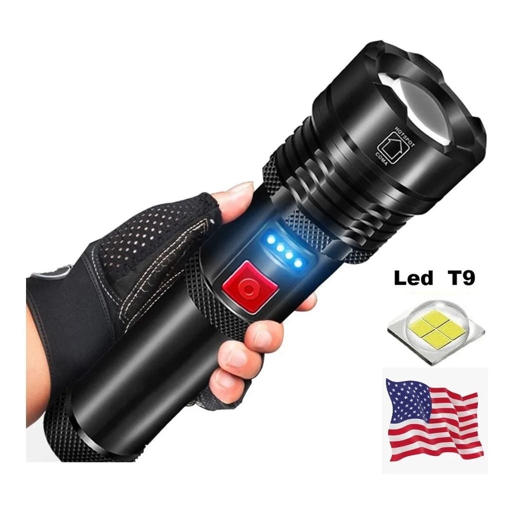 Lanterna Tática Led Xml T9 Recarregável Usb Muito Forte Original
