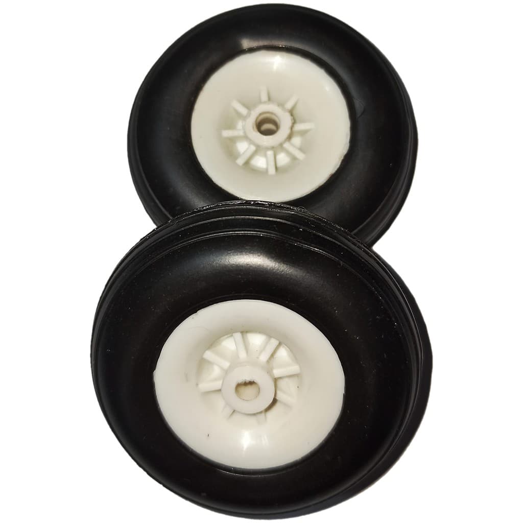 Par Roda Pneu Borracha 2" 1/4 58x20mm para Aeromodelo