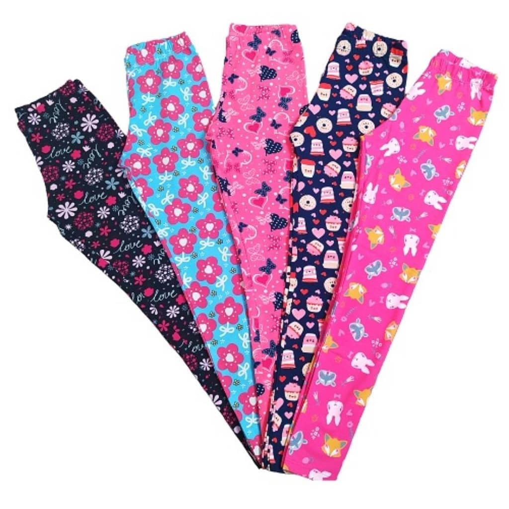 Kit com 3 Calças Legging infantil menina Estampadas ENVIAMOS ESTAMPAS SORTIDAS
