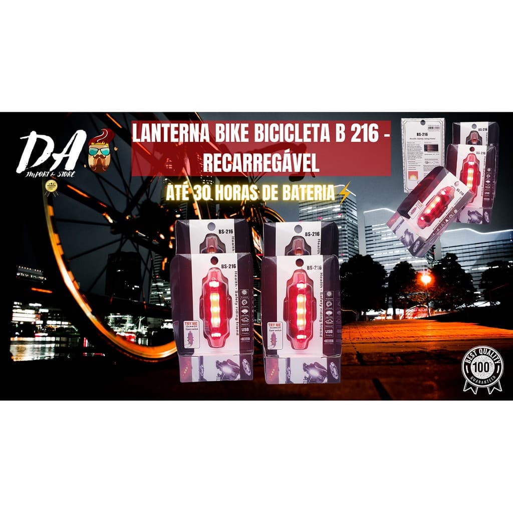 Lanterna Bike Led Recarregável Forte Sinalizador Bicicleta Traseira Forte Ciclista Ciclismo USB 4 Modos Uso