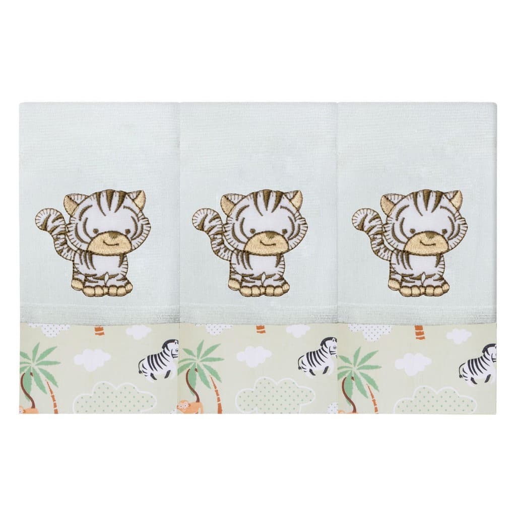 Kit 3 Fraldas de Boca Floresta Tigre Tecido Toalha Fralda Dupla 100% Algodão