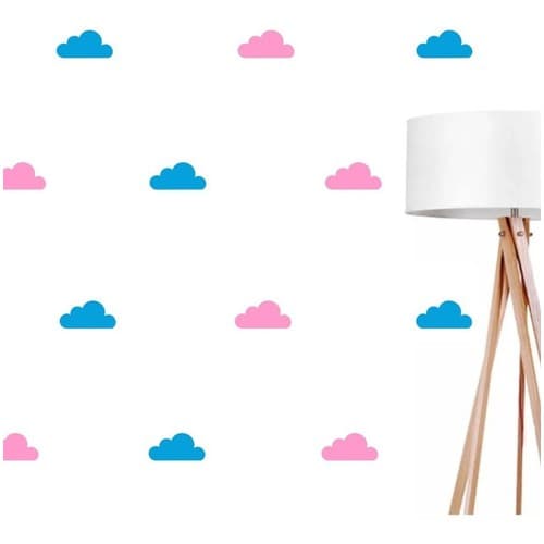 Adesivo De Parede 100 Nuvens 7cm + 32 Patinhas 5cm Decorativo Quarto Bebê Infantil Decoração