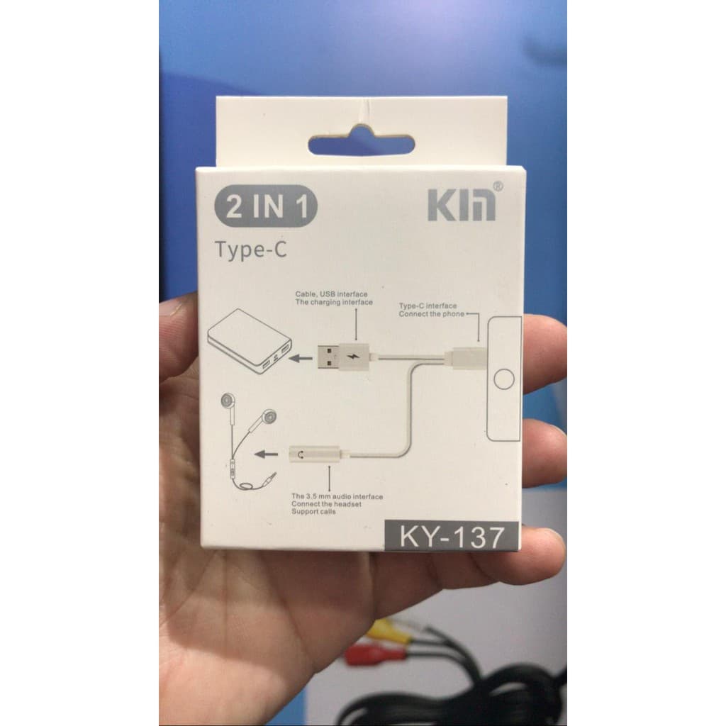 ADAPTADOR USB KIN 2 EM 1 FONE MAIS MICROFONE PARA TYPE C