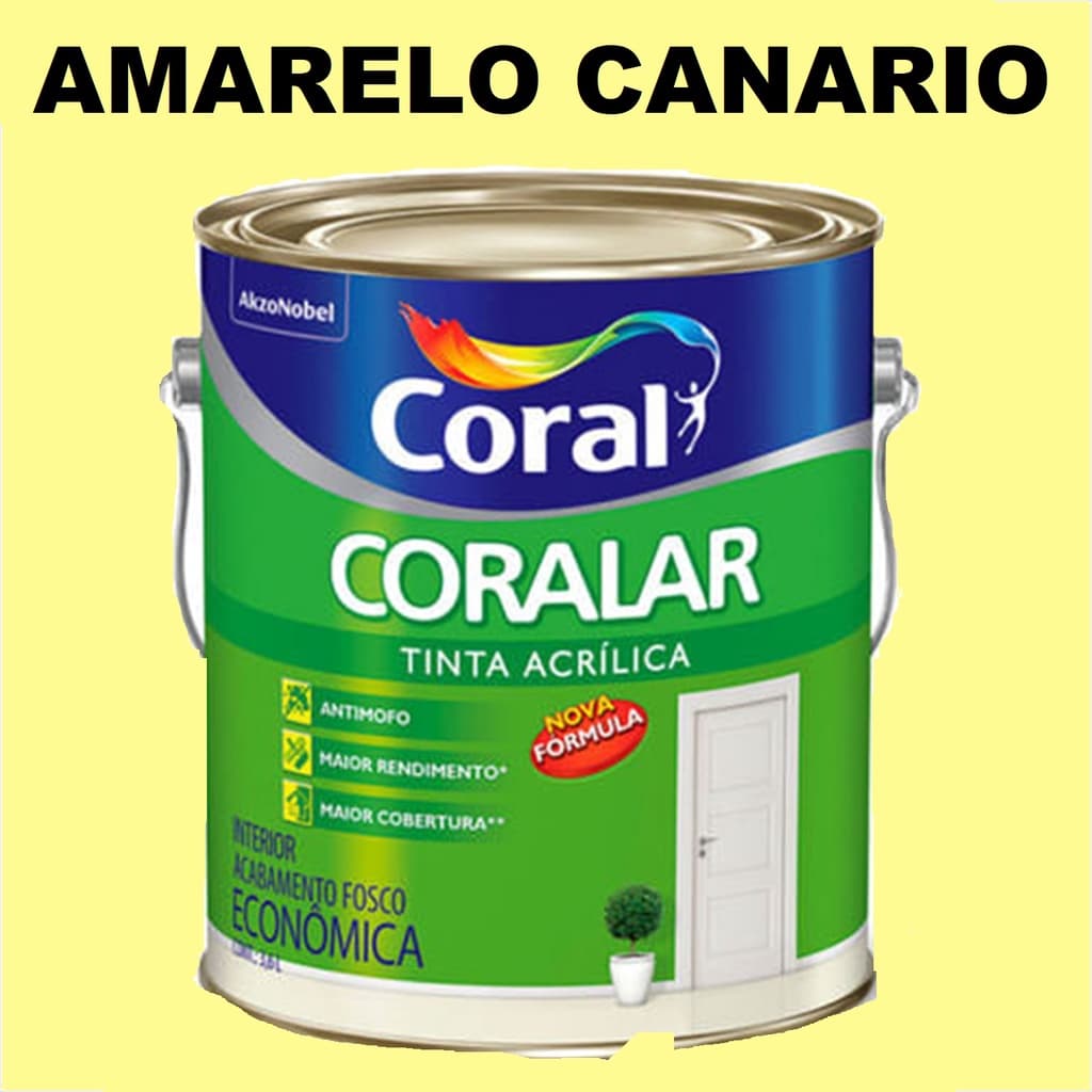 Tinta Amarelo Canario Coral Anti Mofo Acrílica Parede Coralar 3.6lt