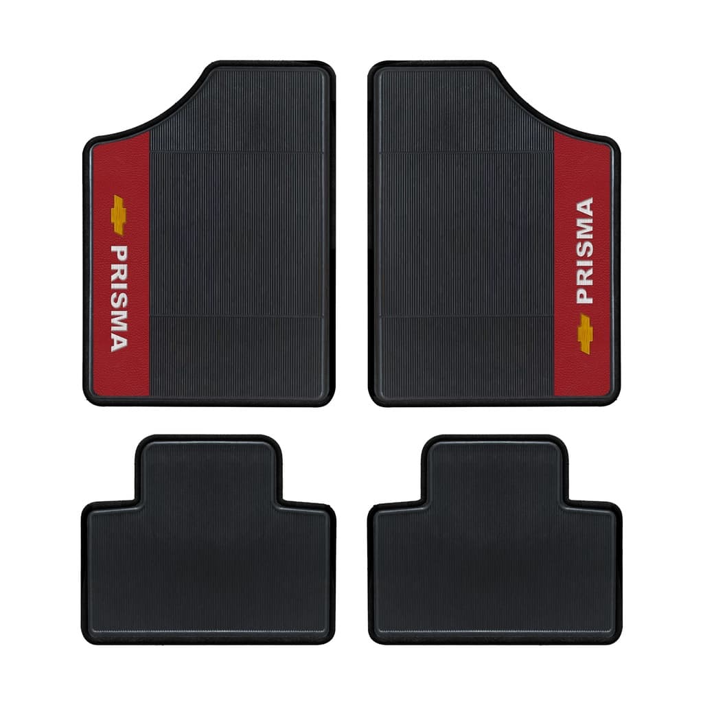 Kit 4 Tapetes De Carro Prisma 2006 Ao 2021 Preto Emborrachado Bordado Em Couro