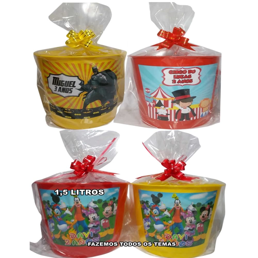 Kit 20 Unid. Balde De Pipoca Personalizado Tamanho Grande C/Embalagem (Fazemos Todos os Temas)