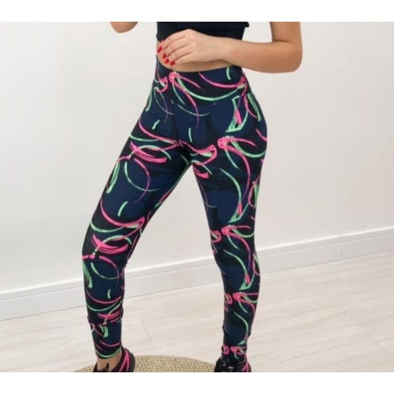 Calça Legging Feminina colorida Estampada Suplex Fitness Academia