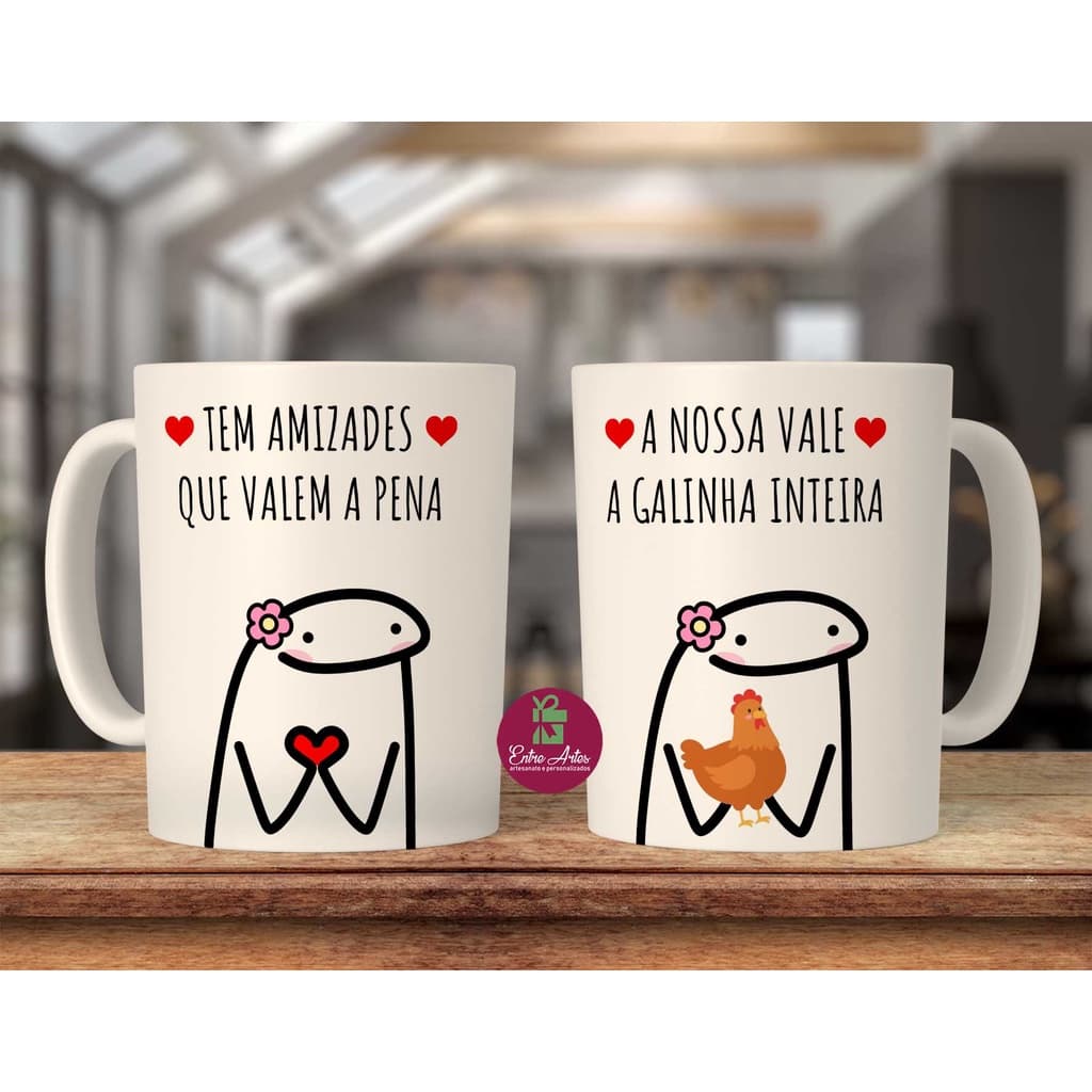 Caneca divertida amizade amiga presente galinha personalizada nome flork