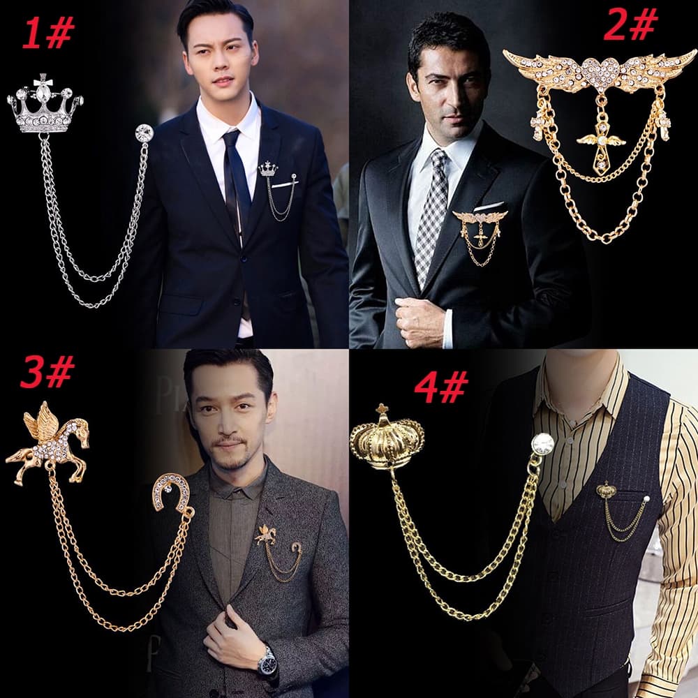 Distintivo De 1 Peça De Alfinete De Lapela Elegante Para Homens Com Correntes De Broche Tuxedo De Terno