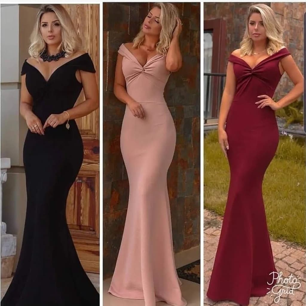 Vestido Feminino Festa de Casamento Madrinha Longo Ombro a Ombro nozinho com Bojo Serenity Tifany Esmeralda Primavera