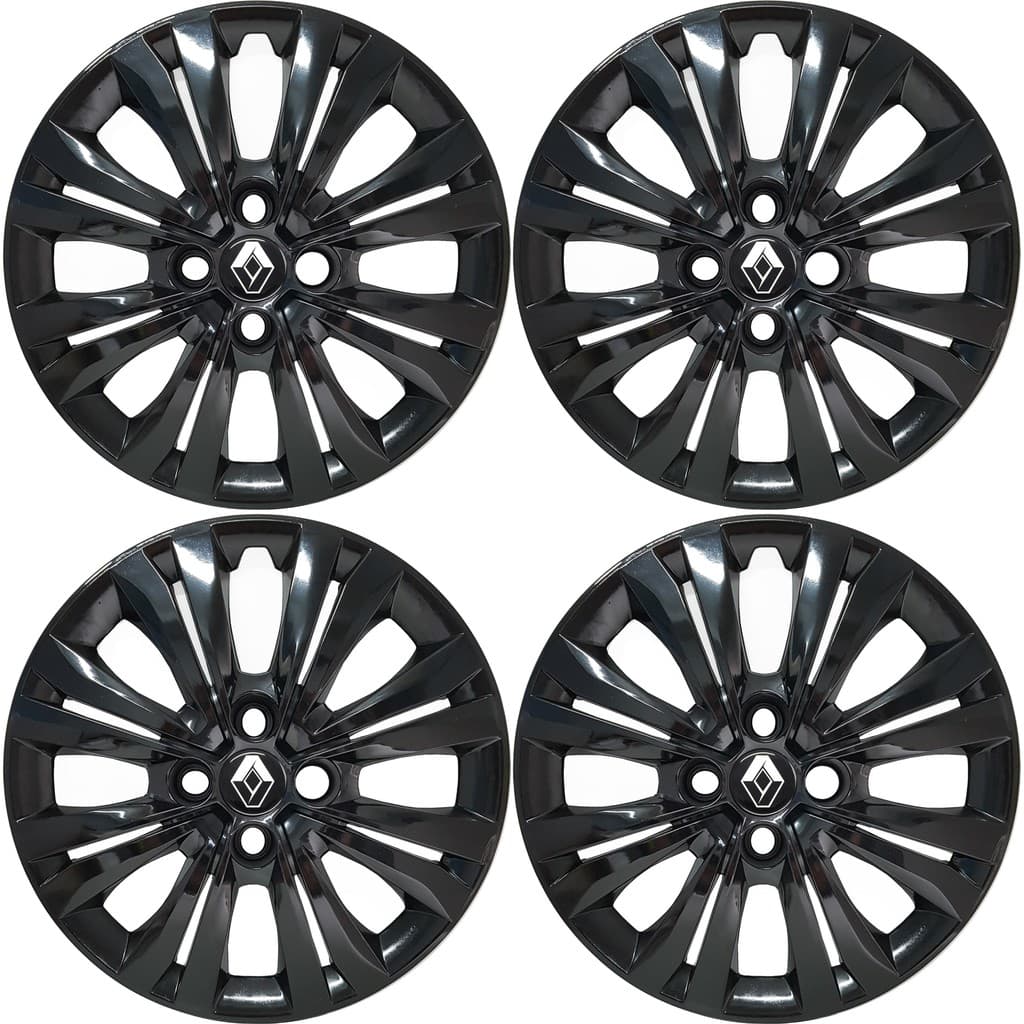 Jogo De Calota Aro 14  Sandero Clio Preta Brilhante Black Piano G245pbj