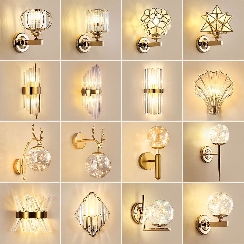 Arandela De Cristal Design Nórdico Dourado Luminária De Parede Para Cabeceira Sala Corredor