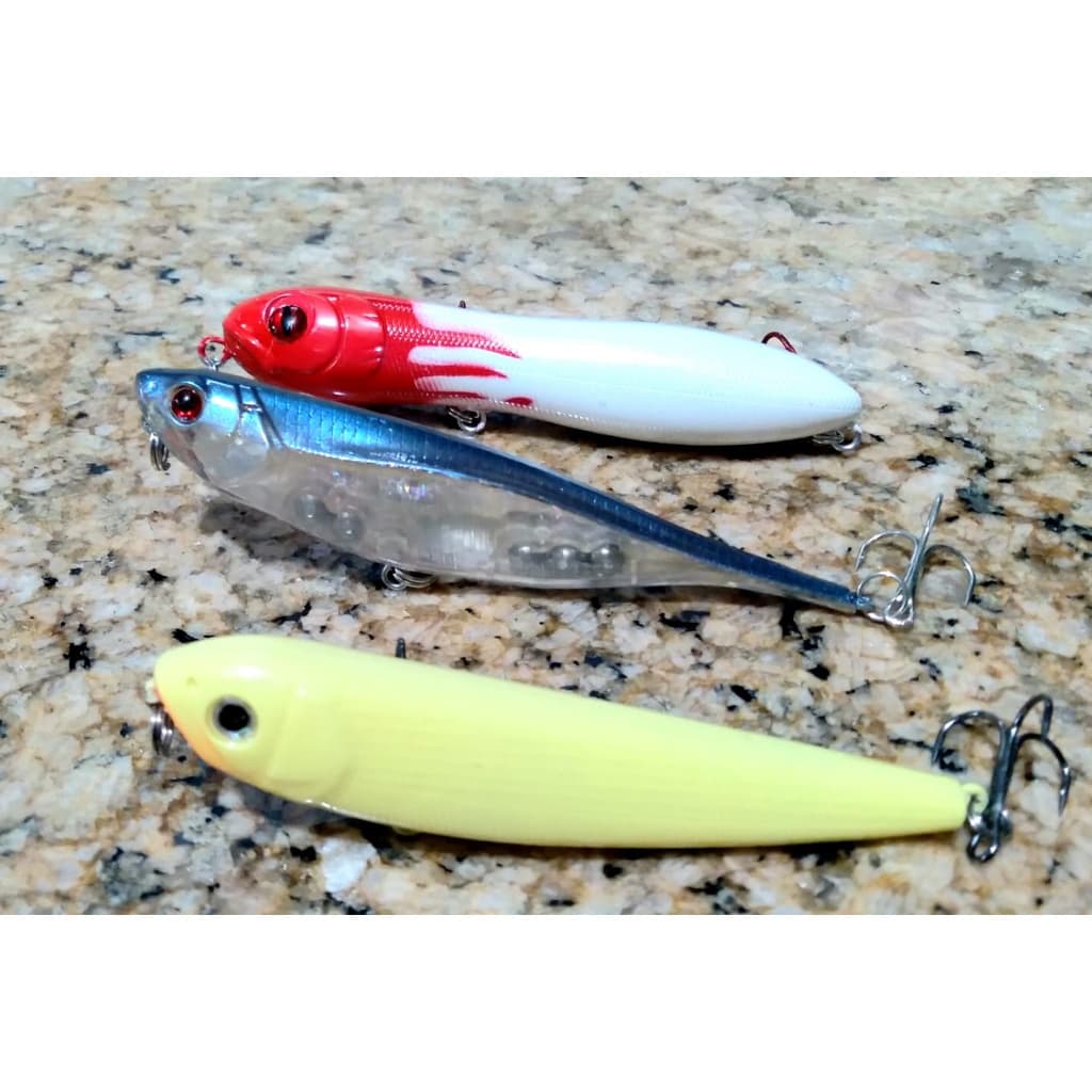 Kit De Iscas Artificiais De Superfície com 3 Unidades para pesca de Dourado, Trairão, Aruanã