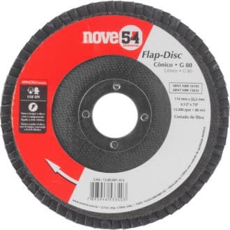 Disco de desbaste/acabamento, flap-disc, cônico, 4.1/2", grão 80, Nove54 PROMOÇÃO