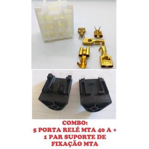 Kit 5 Porta Rele Mta 40a + Par Suporte Fixação Mta Fueltech