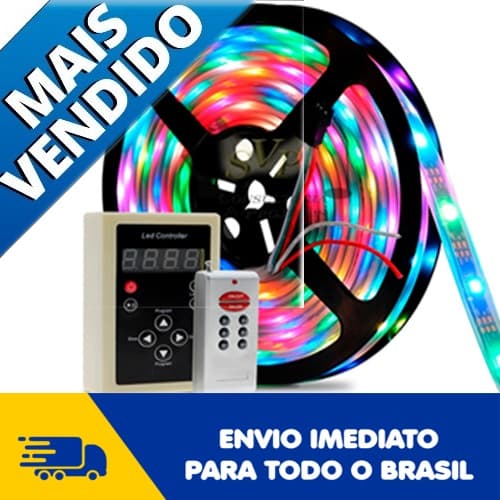 Kit 2 Fitas Led  Digital 6803 + 1 Controlador 328 Efeitos 12v Brinde Conector P4