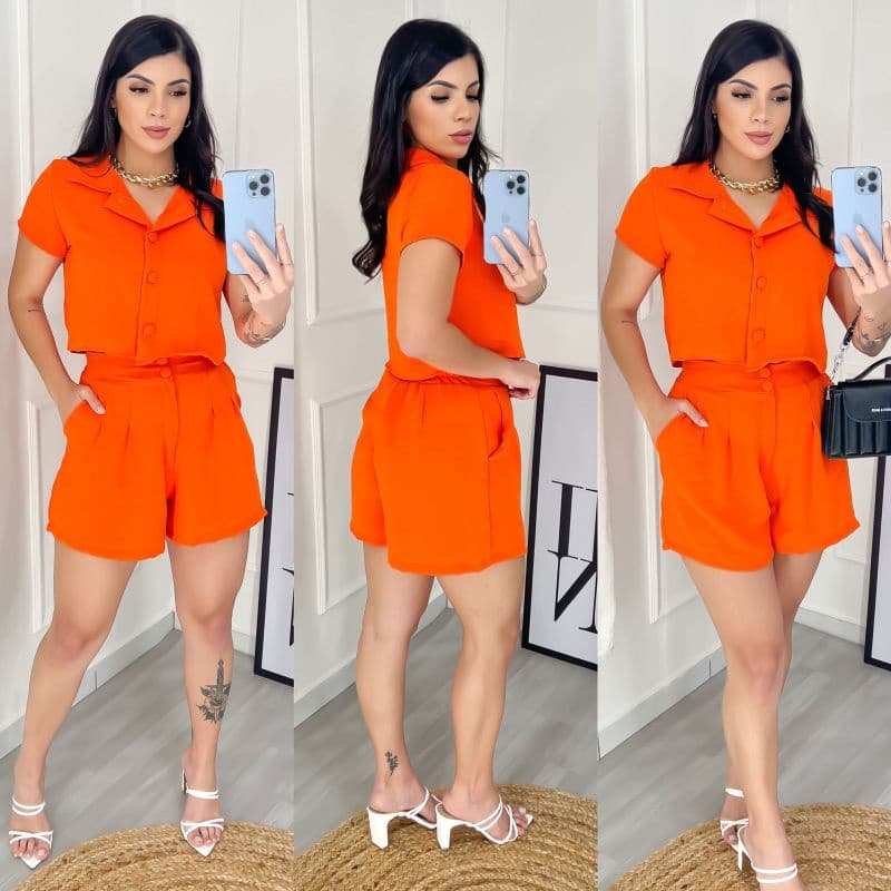 Conjunto camisa e shorte com elastico tecido duna #03