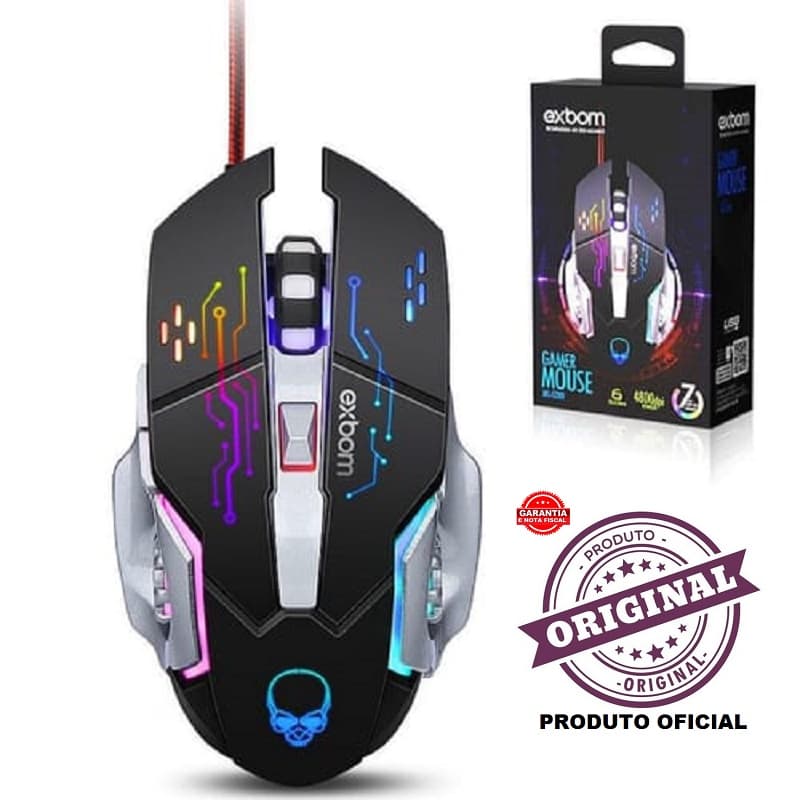 Mouse Gamer Para Jogo EXBOM-MS-G280- 4800 DPI Óptico com LED RGB