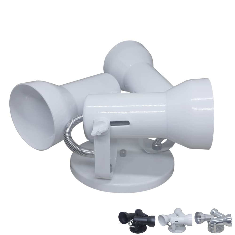 Spot de Sobrepor Triplo p Casa Escritorio Sala Cozinha Quarto Corredor Aluminio LED E27 Bivolt PAR20