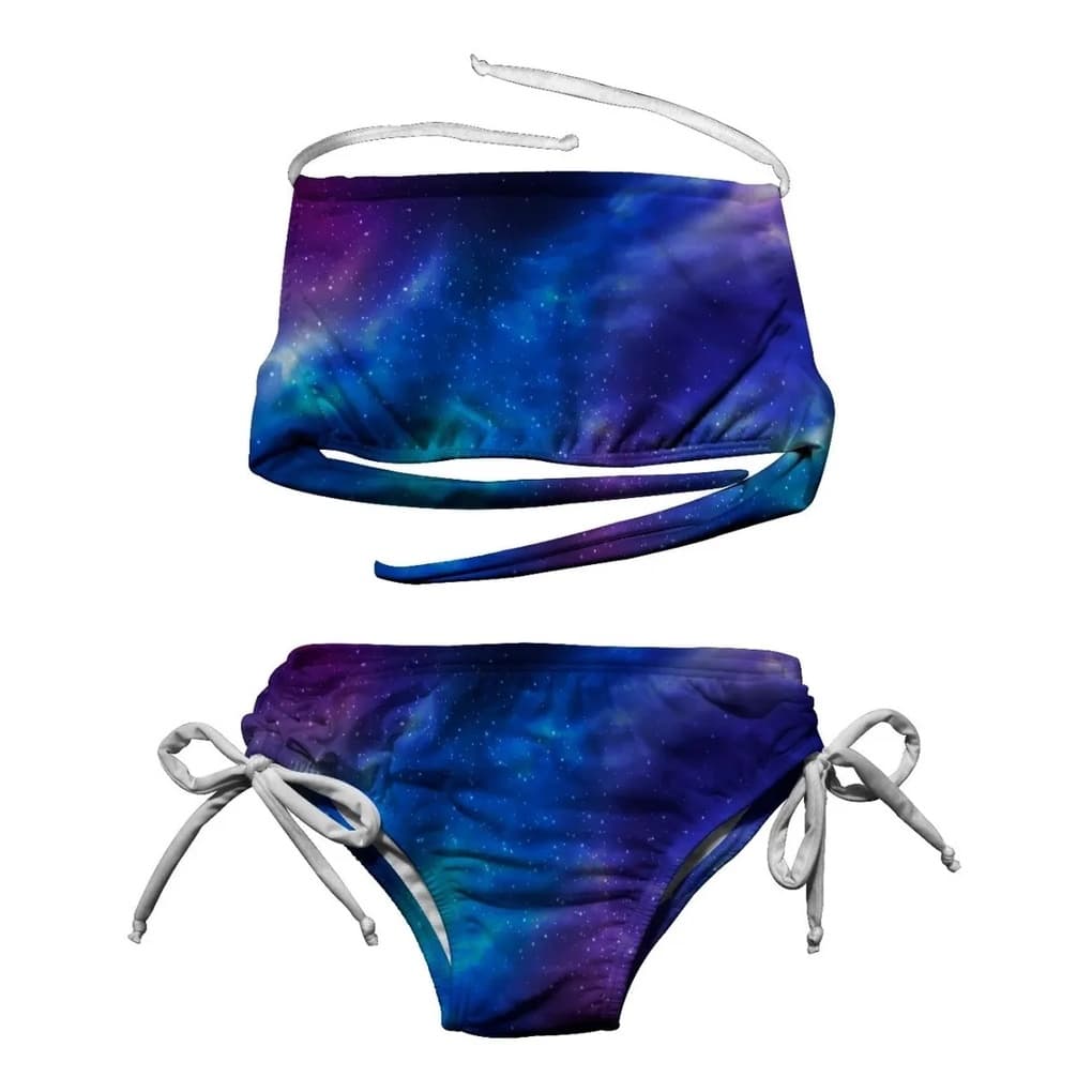 Biquini Cropped Galaxy Print Estampa Universo Infantil
