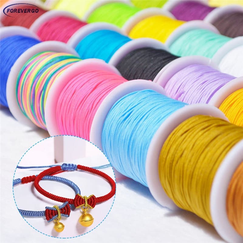 0.8mm 20 M / Roll Nylon Cabo Fio Nó Chinês Macrame Ratail Pulseira Corda Trançada