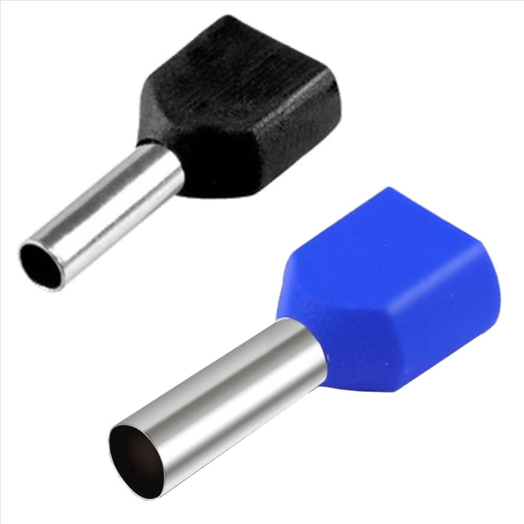 100x Terminal Tubular Ilhos Duplo 1,5mm 2,5mm Te1508 Te2510