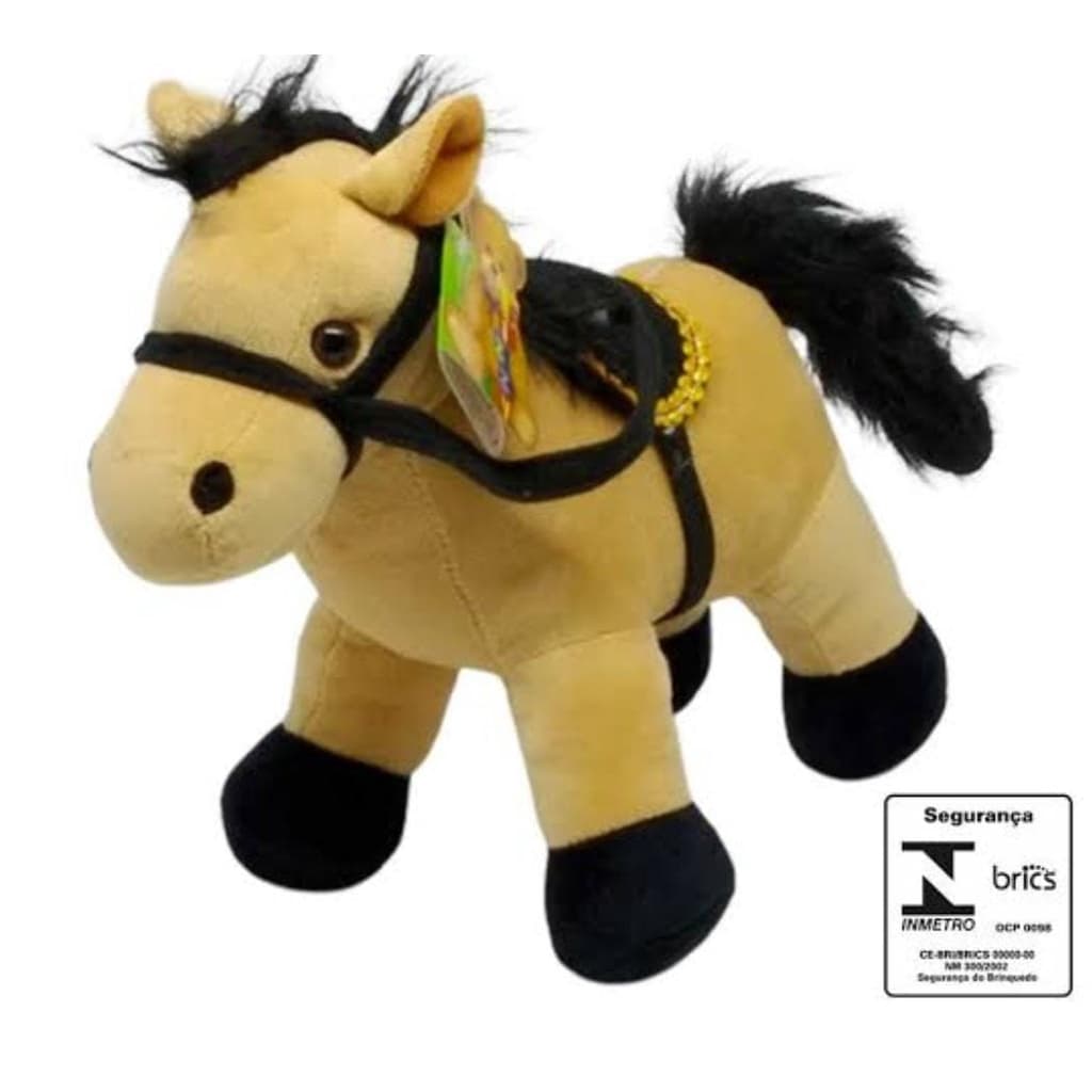 Cavalo de pelúcia  25cm lindo Macio com Sela MARROM CLARO