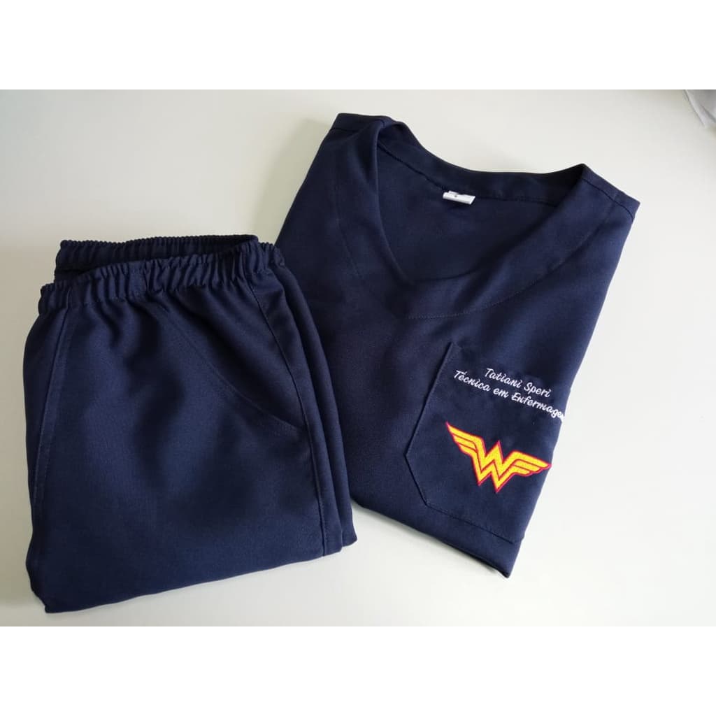 Pijama Cirurgico Mulher Maravilha Marinho