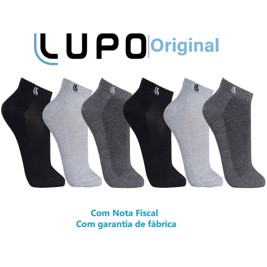 Kit com 6 Pares Meias Lupo Original Soquete Cano Curto Sport Algodão