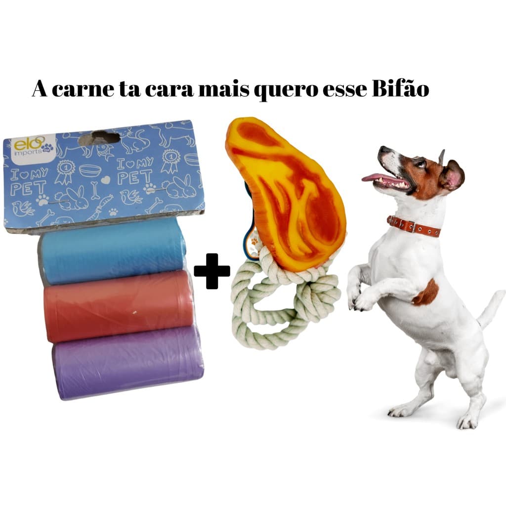Kit brinquedo mordedor Bifão + 60  Saquinhos Coletores de Fezes para Cães, Cachorros e Gatos –Puxador De Corda Cabo de Guerra para filhotes PET acessorio pra brincar, Brinquedos filhote, cachorros, Dog, Bola de cordão - Coisas para Cachorro AZ