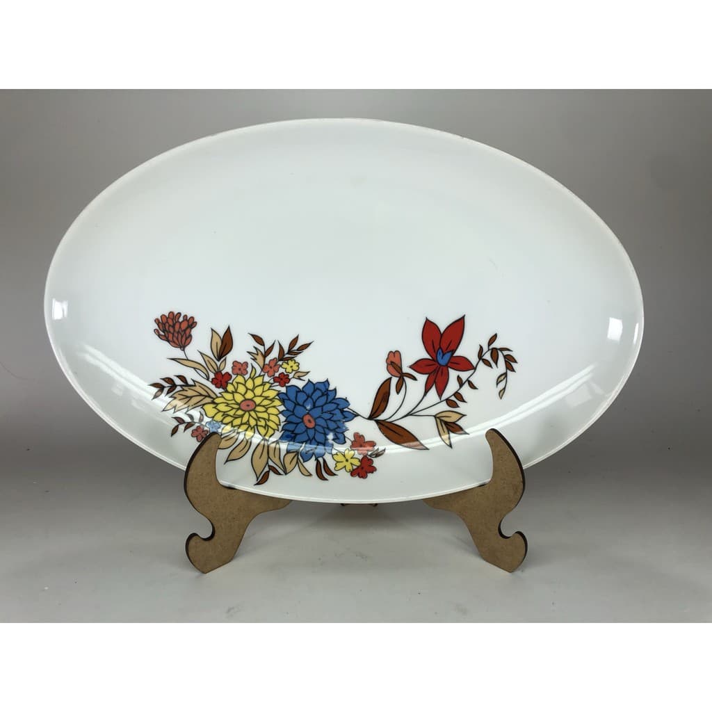 Antiguidade - Travessa Rasa Oval em Porcelana Steatita - Acompanha o suporte em MDF