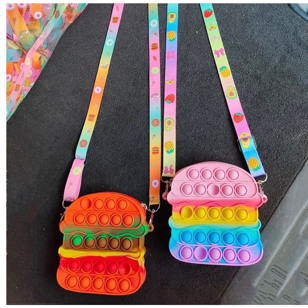 BagBurguer Bolsa Pop-It Fidget Toy Brinquedo Anti Stress De Raciocínio Para Adulto e Crianças 14CM