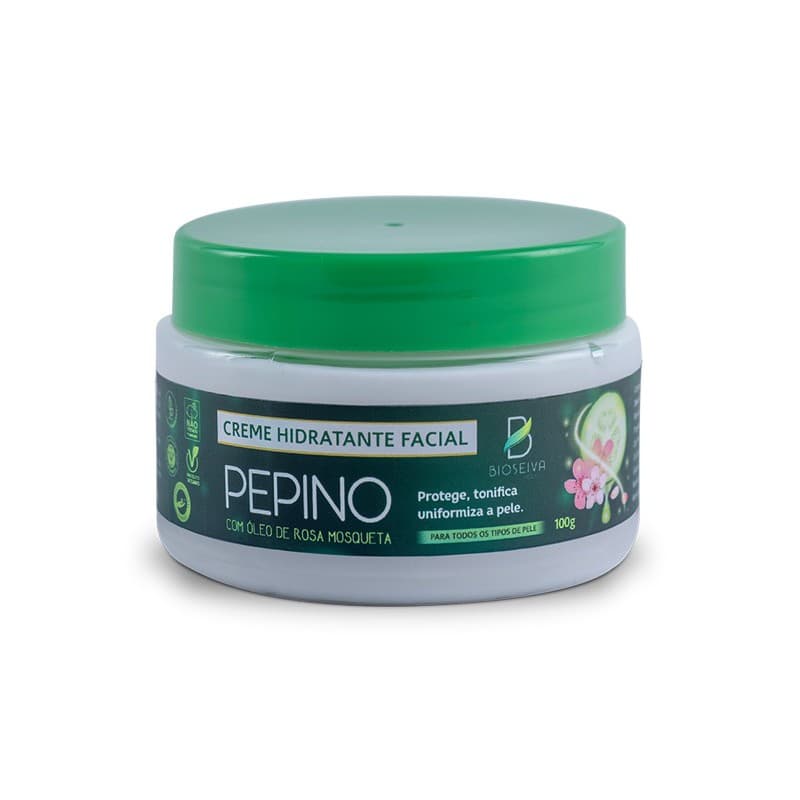 Hidratante facial vegano de pepino com óleo de rosa mosqueta Bio Seiva 100g