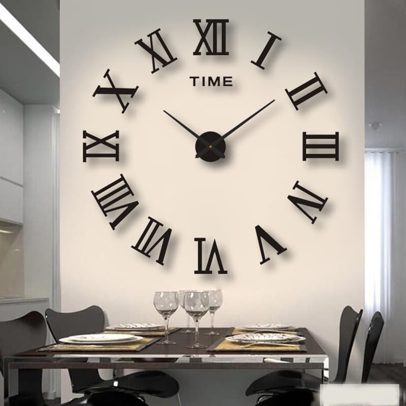 Nova 3D Numeral Romano Relógio De Parede Espelho Acrílico Adesivo De Moda DIY Relógios De Decoração Para Casa Adesivos