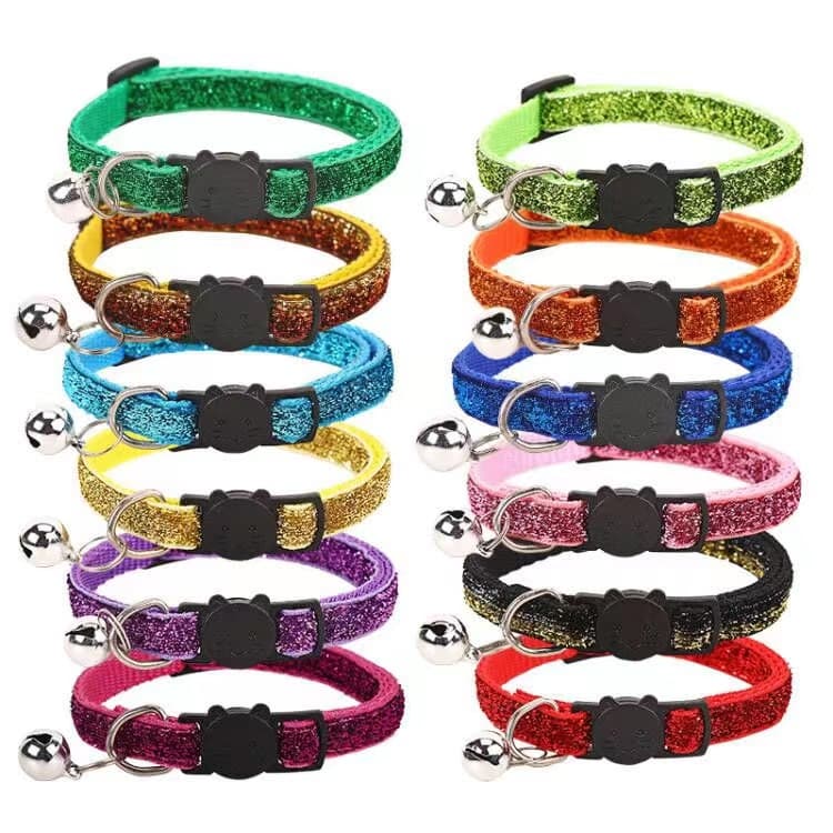 Coleira Para Animal De Estimação De Cachorro Com Glitter/Sino/Gato/Segurança