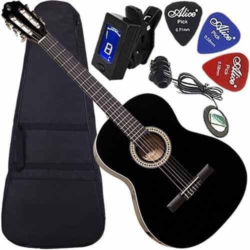Kit Violão Giannini Elétrico Canhoto Aço C/ Capa S14 Preto