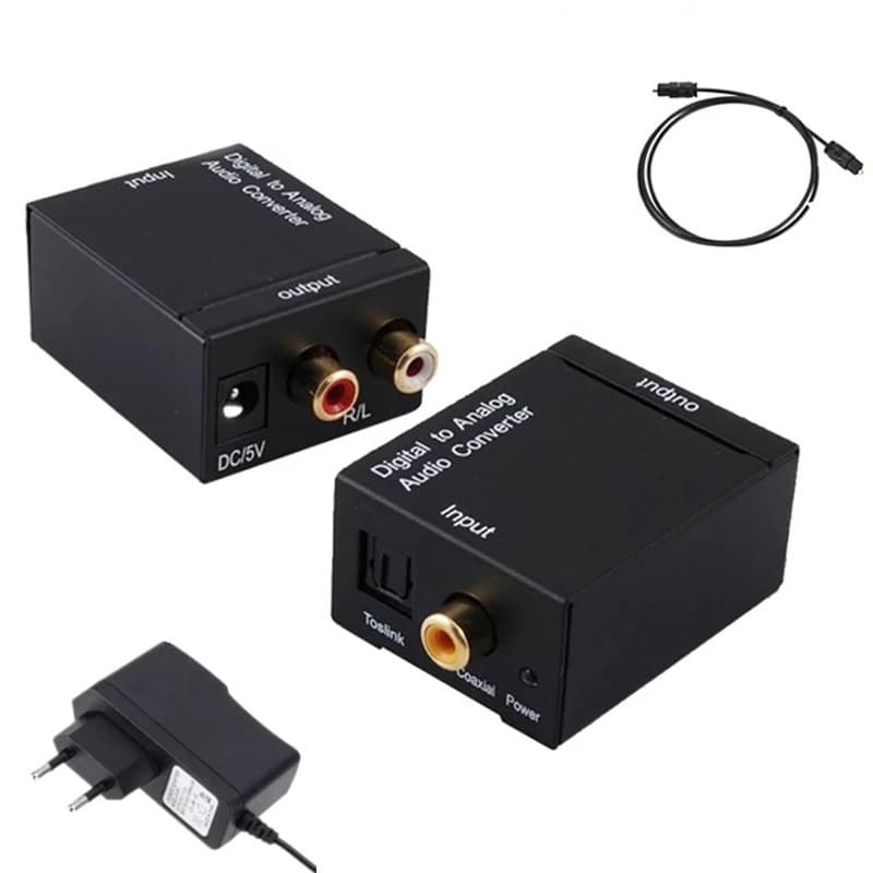 KIT Conversor Audio Optico Digital Fibra Coaxial Rca Analogico