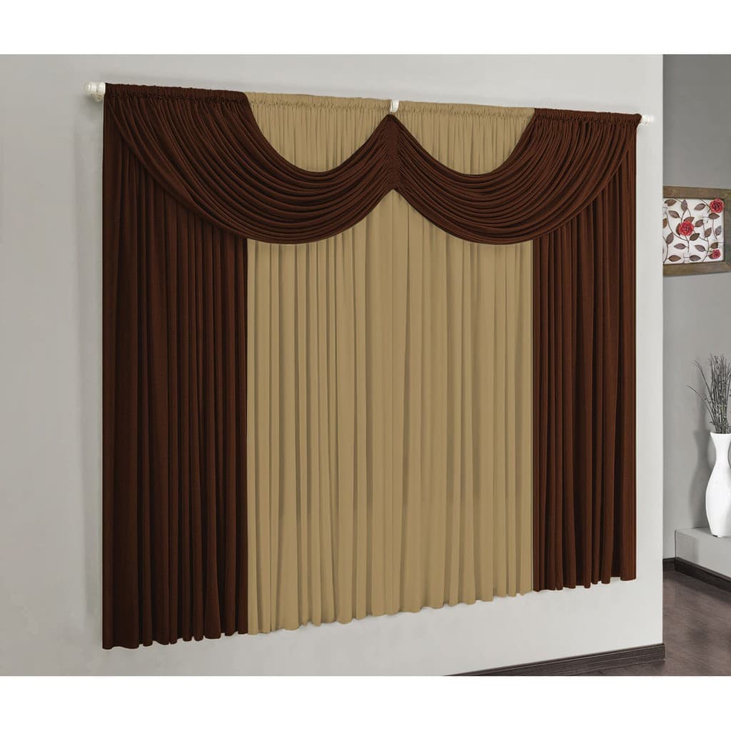 Cortina Para Sala Quarto Riviera Malha Gel 2 m x 1,70 m Para Varão Simples Tabaco Avelã