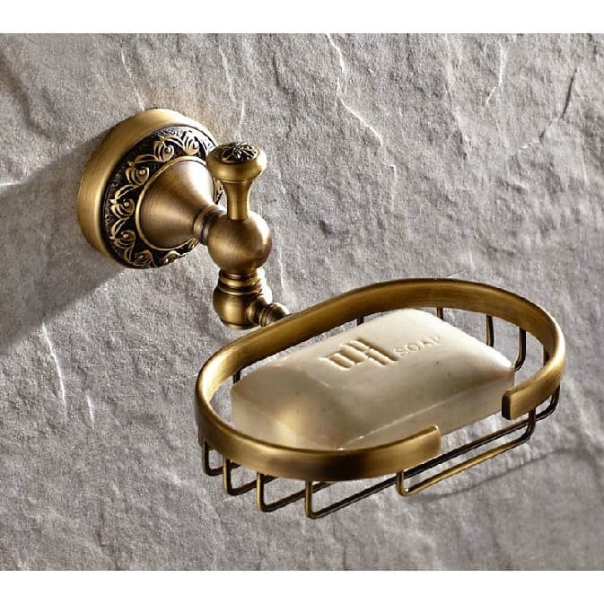 Vintage Antigo Latão Fixado Na Parede Decorativo Banheiro Cesta De Sabão Titular Acessórios Do 2ba493