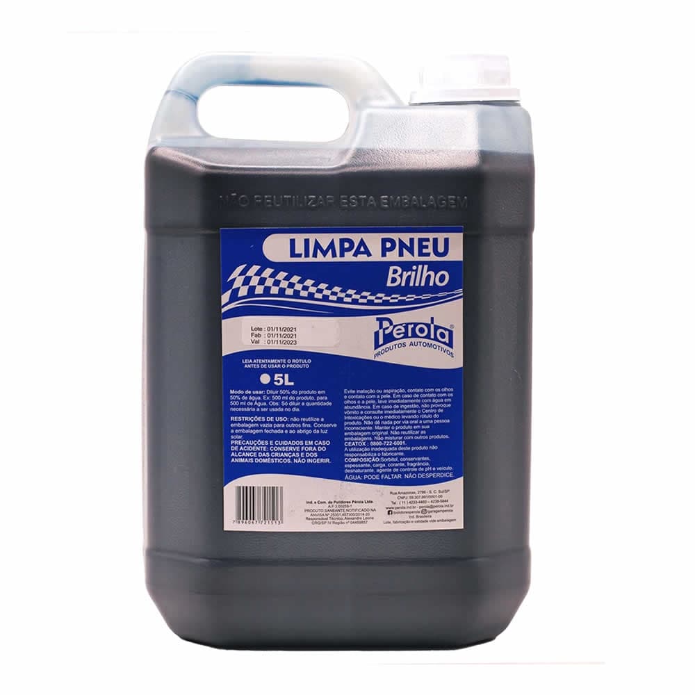 Pérola Pretinho 5L Para Pneu Limpa Pneus Brilho Concentrado 1:1
