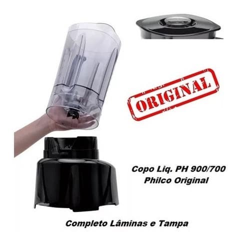 Copo com Tampa e Lamina para liquidificador Philco Ph900 e PH700 Original
